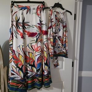New York & Company Colorful Floral Skirt Set